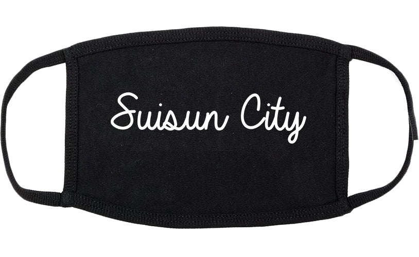 Suisun City California CA Script Cotton Face Mask Black