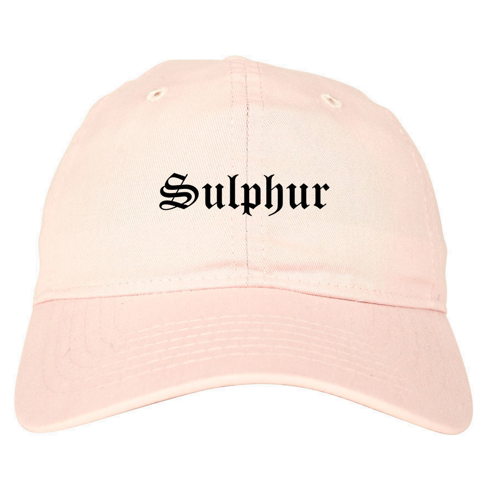 Sulphur Oklahoma OK Old English Mens Dad Hat Baseball Cap Pink