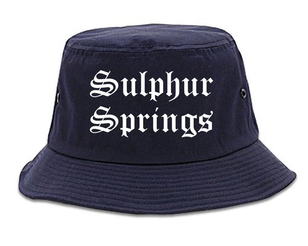 Sulphur Springs Texas TX Old English Mens Bucket Hat Navy Blue