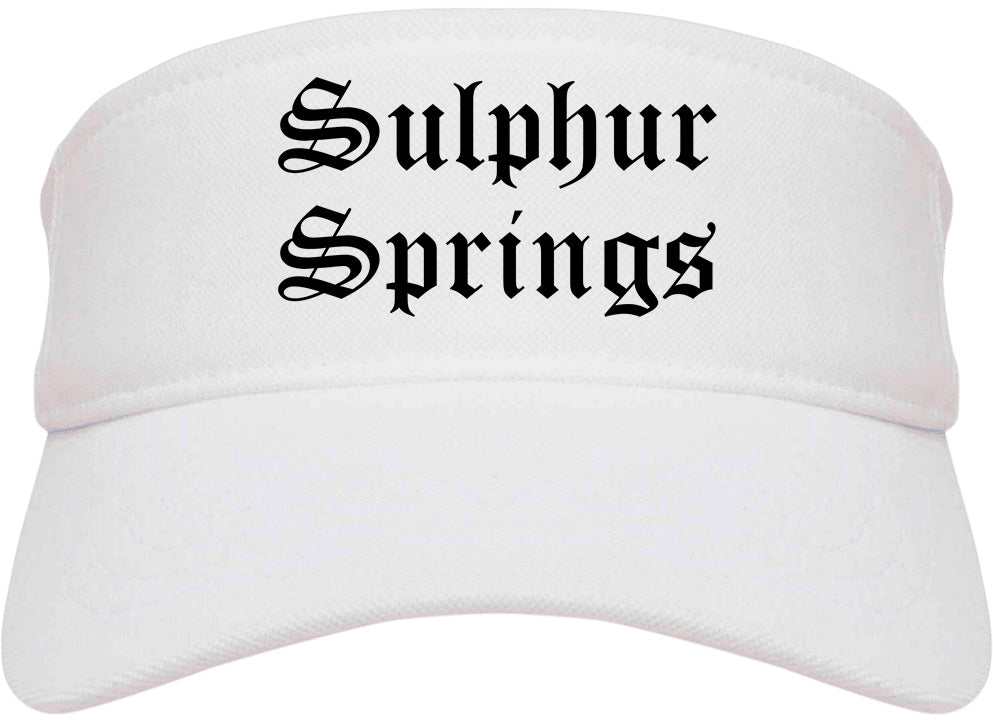 Sulphur Springs Texas TX Old English Mens Visor Cap Hat White