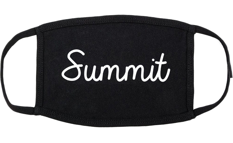 Summit Illinois IL Script Cotton Face Mask Black