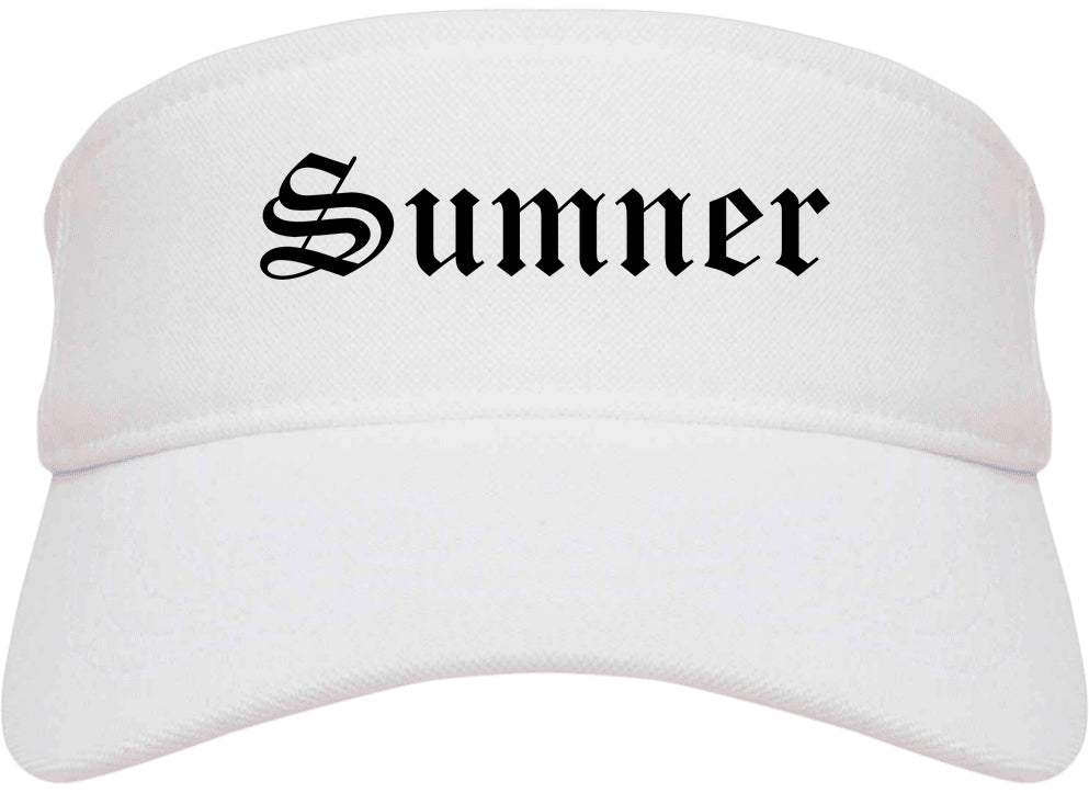 Sumner Washington WA Old English Mens Visor Cap Hat White