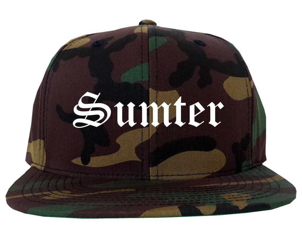 Sumter South Carolina SC Old English Mens Snapback Hat Army Camo