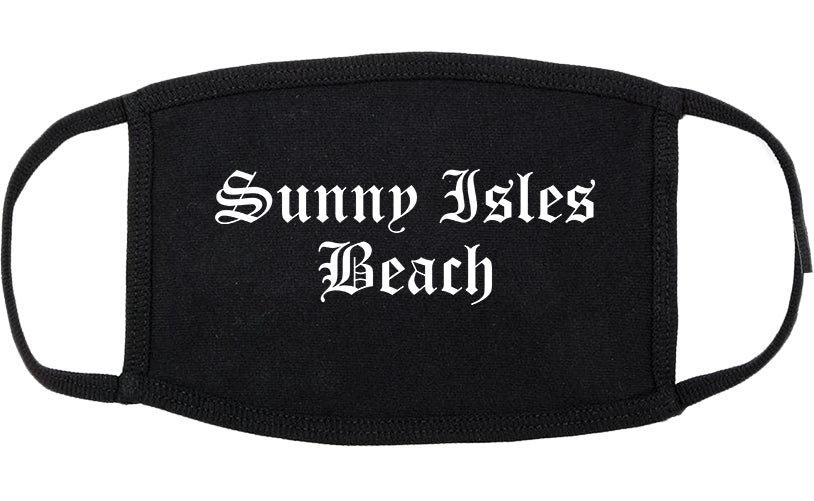 Sunny Isles Beach Florida FL Old English Cotton Face Mask Black
