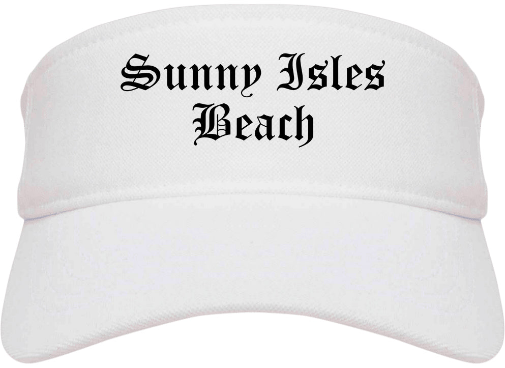 Sunny Isles Beach Florida FL Old English Mens Visor Cap Hat White