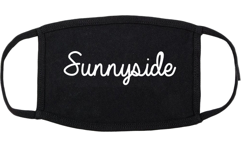 Sunnyside Washington WA Script Cotton Face Mask Black