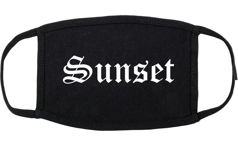 Sunset Utah UT Old English Cotton Face Mask Black