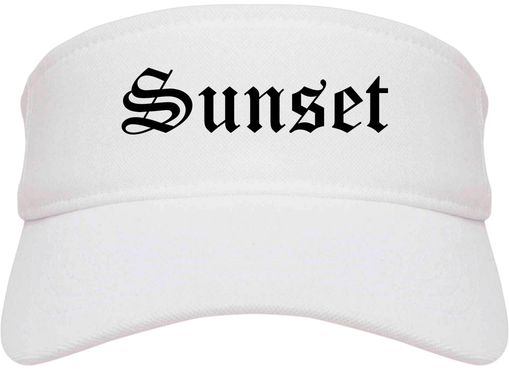Sunset Utah UT Old English Mens Visor Cap Hat White