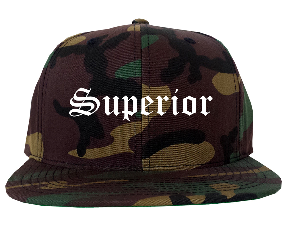 Superior Colorado CO Old English Mens Snapback Hat Army Camo