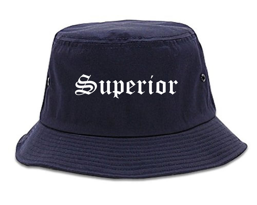Superior Colorado CO Old English Mens Bucket Hat Navy Blue