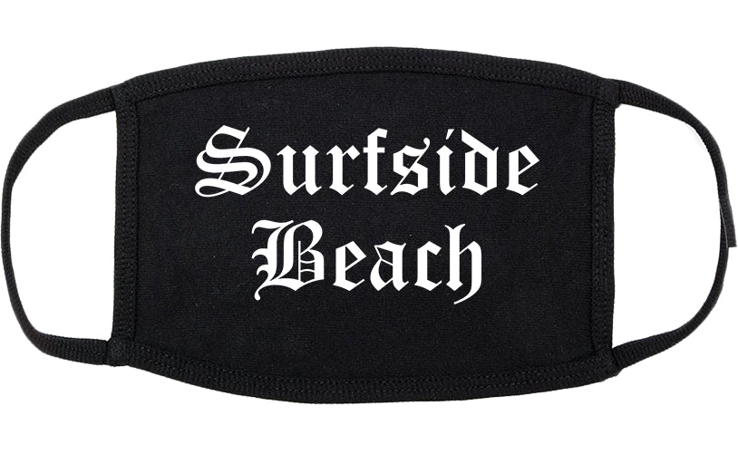 Surfside Beach South Carolina SC Old English Cotton Face Mask Black