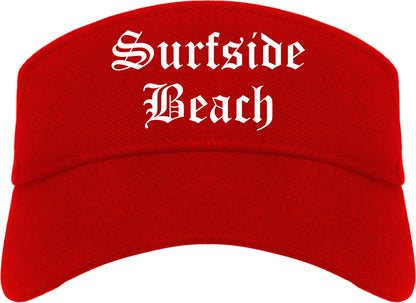 Surfside Beach South Carolina SC Old English Mens Visor Cap Hat Red