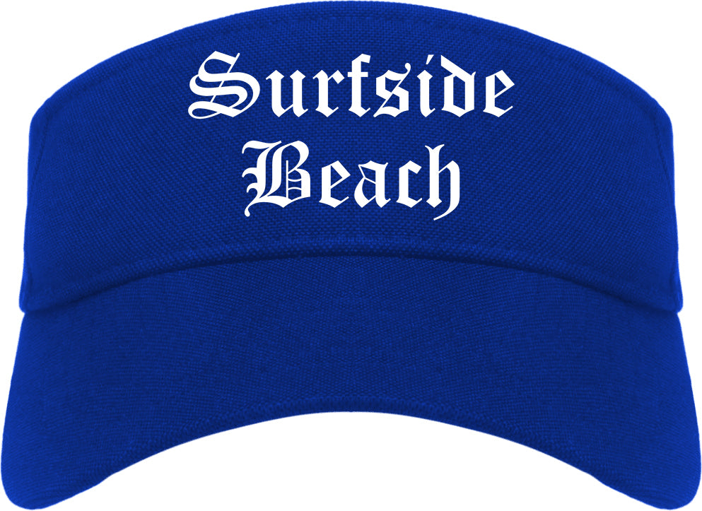 Surfside Beach South Carolina SC Old English Mens Visor Cap Hat Royal Blue