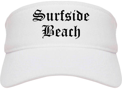 Surfside Beach South Carolina SC Old English Mens Visor Cap Hat White