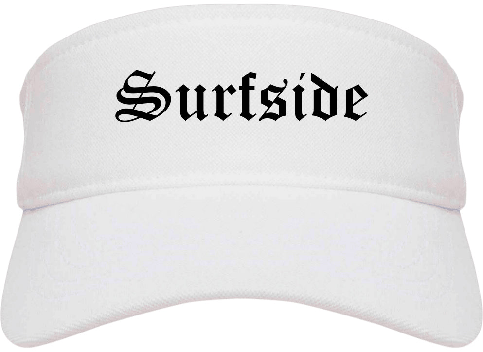 Surfside Florida FL Old English Mens Visor Cap Hat White