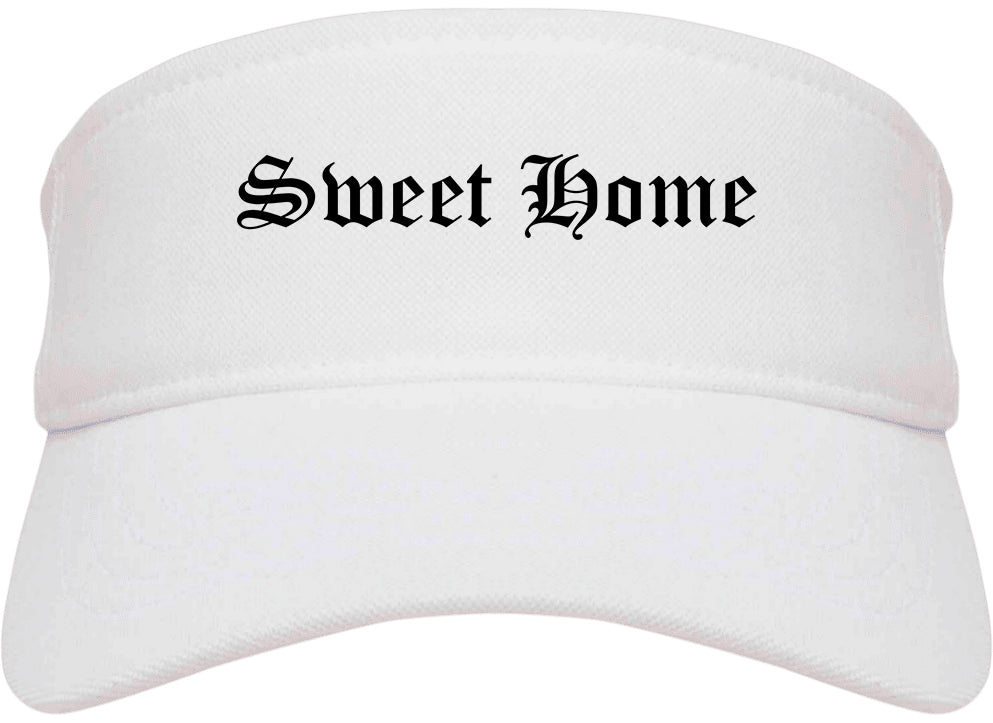 Sweet Home Oregon OR Old English Mens Visor Cap Hat White