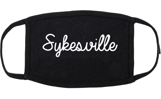Sykesville Maryland MD Script Cotton Face Mask Black
