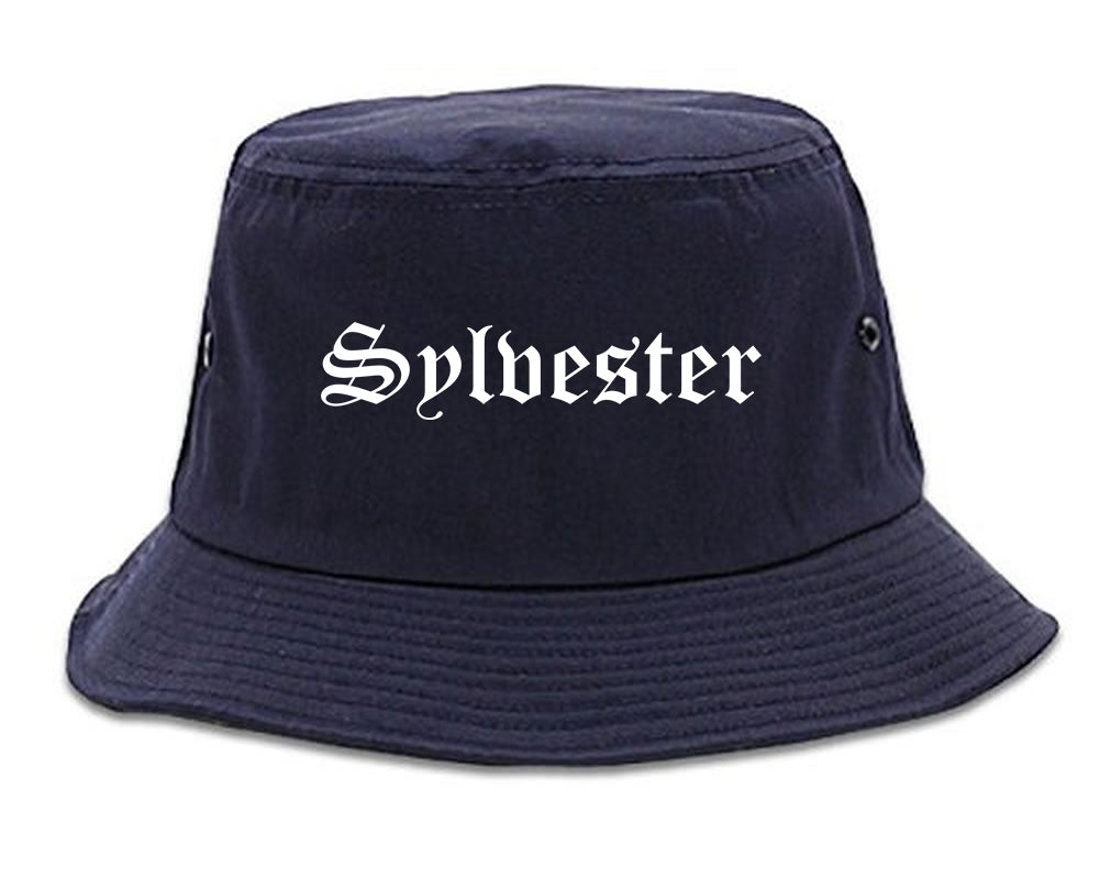 Sylvester Georgia GA Old English Mens Bucket Hat Navy Blue