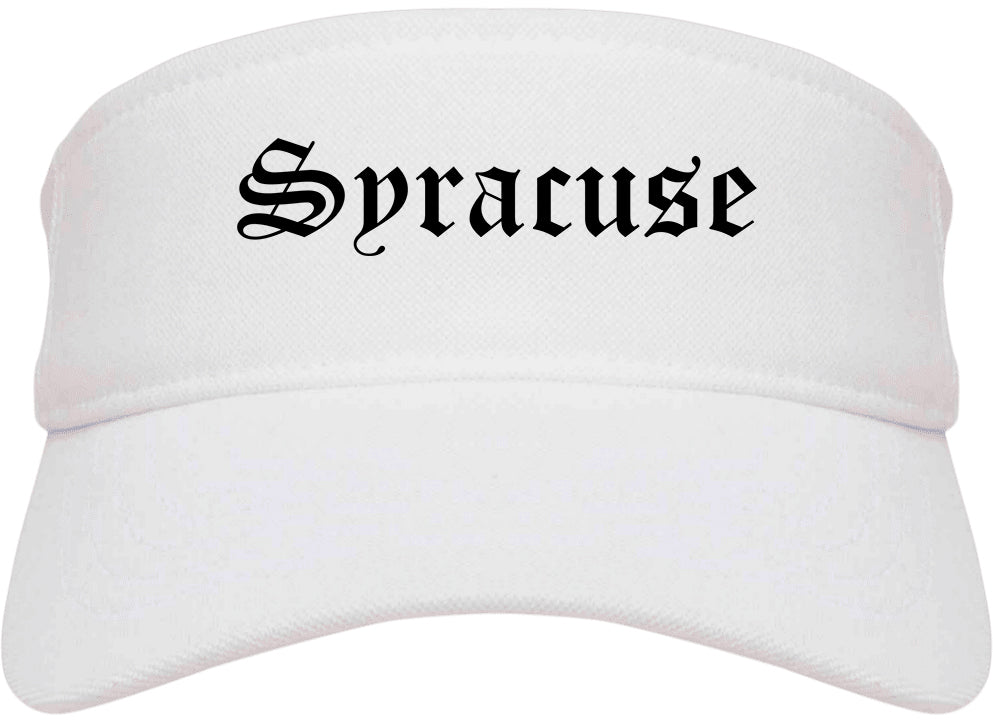 Syracuse New York NY Old English Mens Visor Cap Hat White