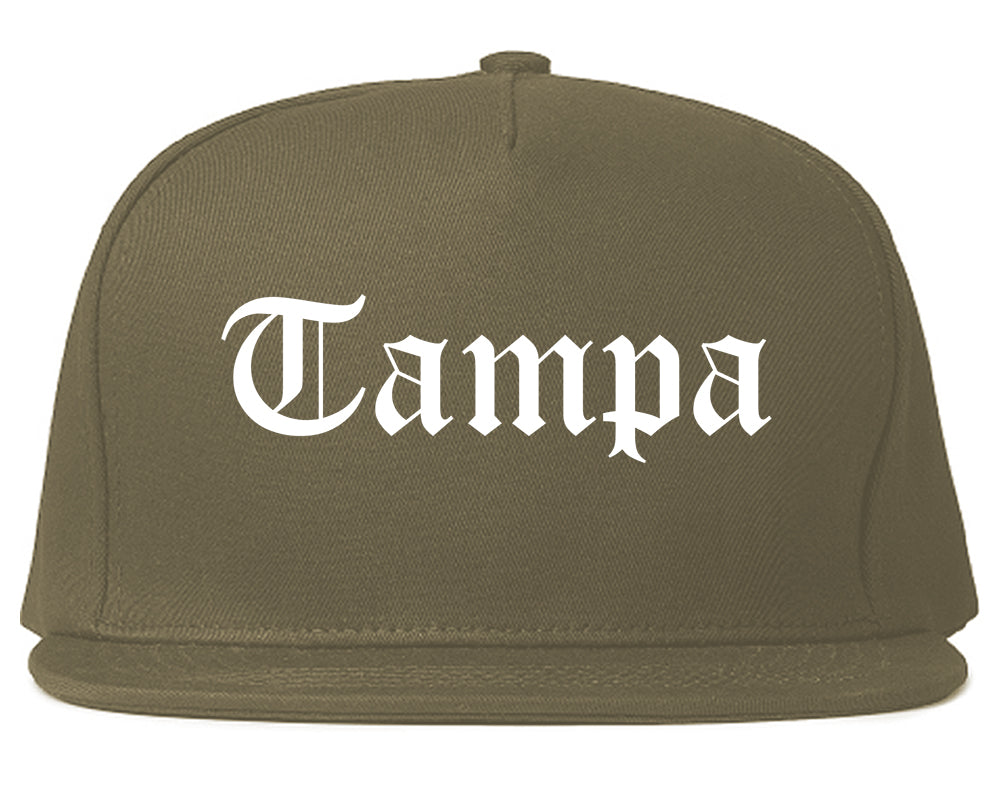 Tampa Florida FL Old English Mens Snapback Hat Grey