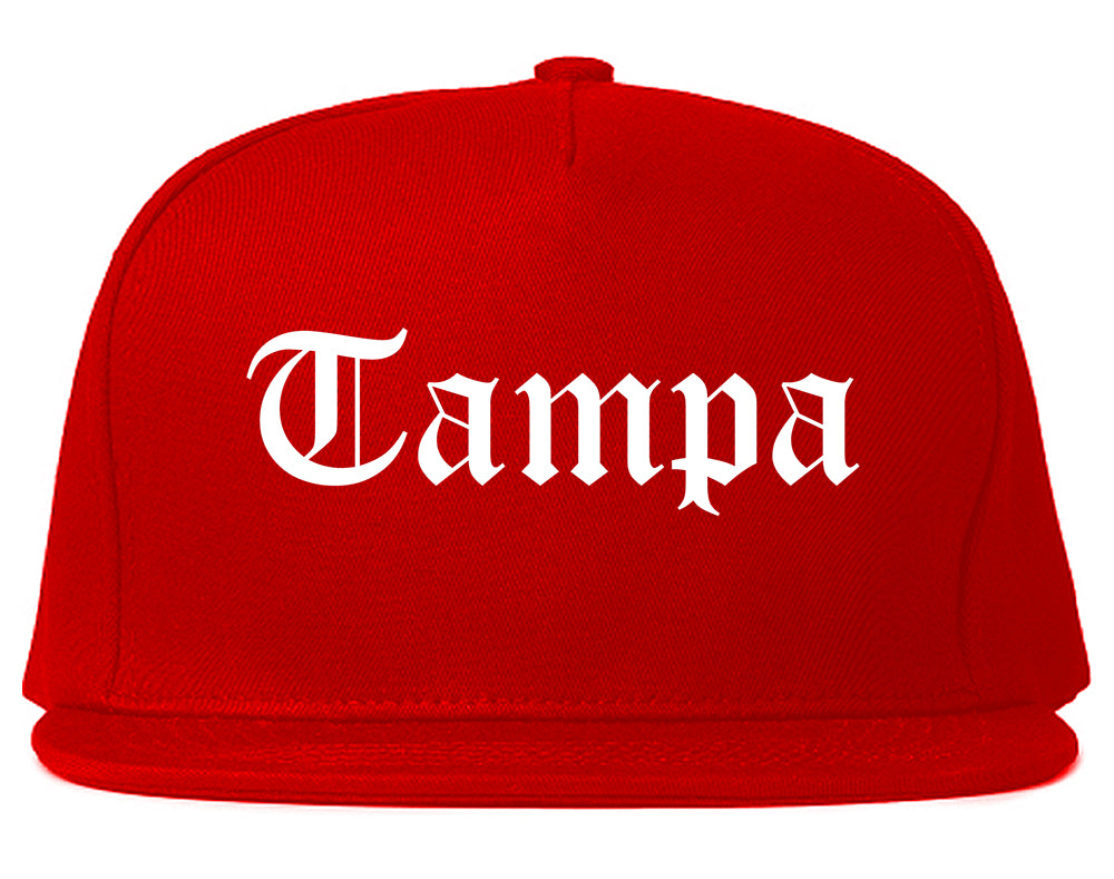 Tampa Florida FL Old English Mens Snapback Hat Red