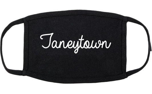 Taneytown Maryland MD Script Cotton Face Mask Black