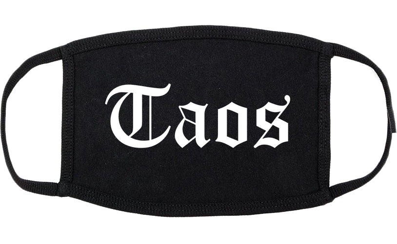 Taos New Mexico NM Old English Cotton Face Mask Black