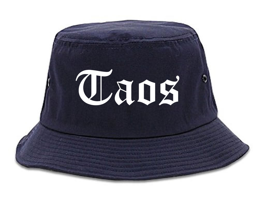 Taos New Mexico NM Old English Mens Bucket Hat Navy Blue