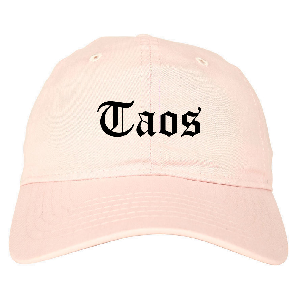 Taos New Mexico NM Old English Mens Dad Hat Baseball Cap Pink