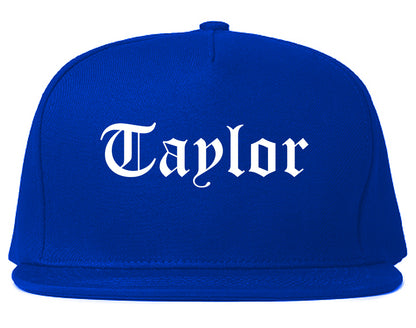 Taylor Michigan MI Old English Mens Snapback Hat Royal Blue