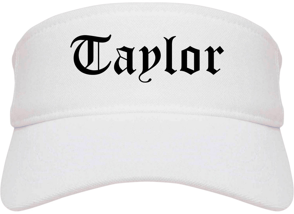 Taylor Michigan MI Old English Mens Visor Cap Hat White