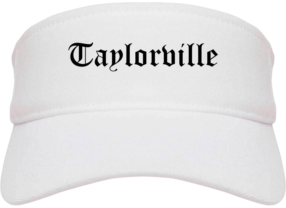 Taylorville Illinois IL Old English Mens Visor Cap Hat White