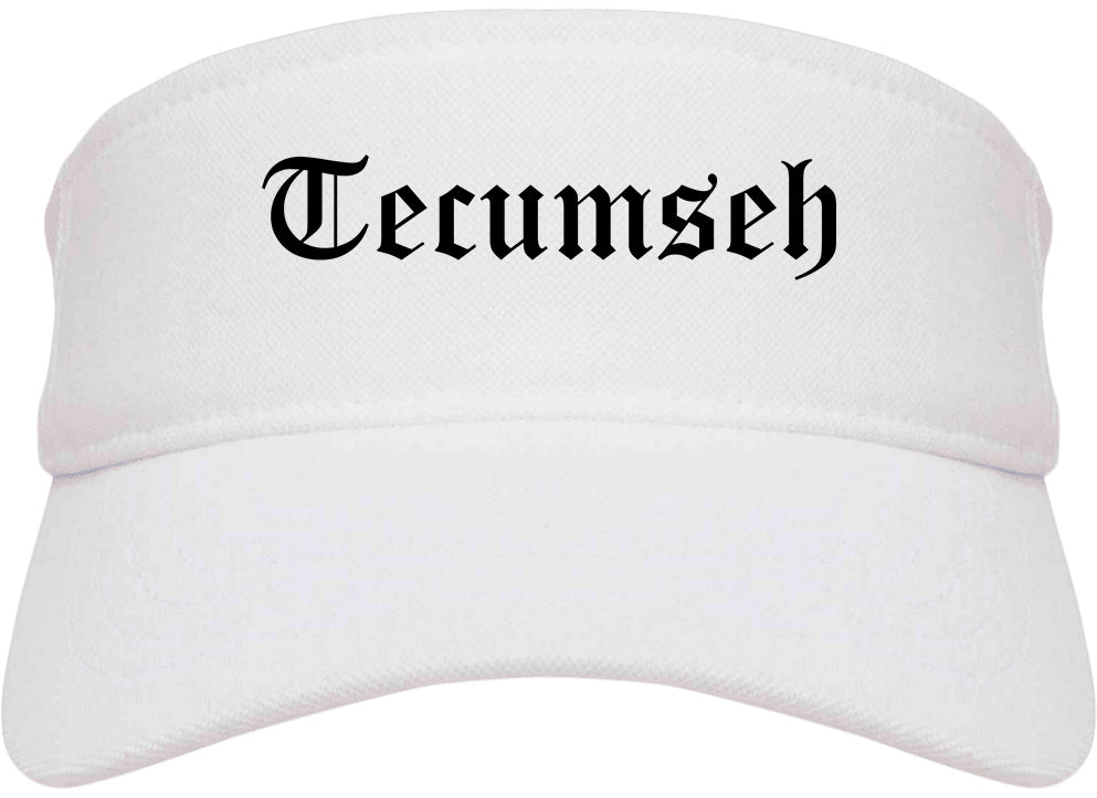Tecumseh Michigan MI Old English Mens Visor Cap Hat White