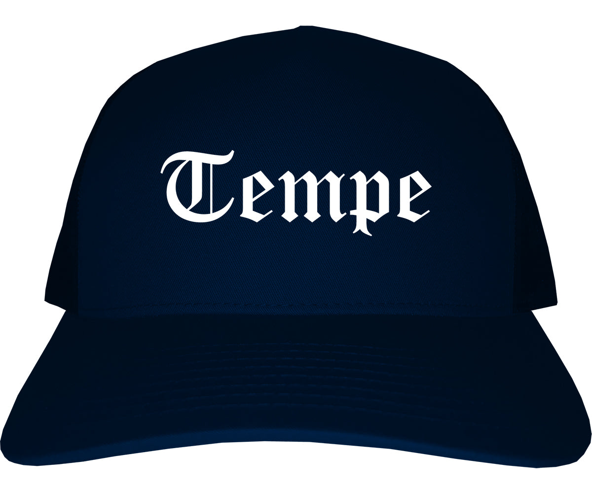 Tempe Arizona AZ Old English Mens Trucker Hat Cap Navy Blue