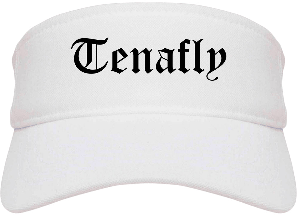 Tenafly New Jersey NJ Old English Mens Visor Cap Hat White