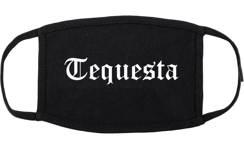 Tequesta Florida FL Old English Cotton Face Mask Black