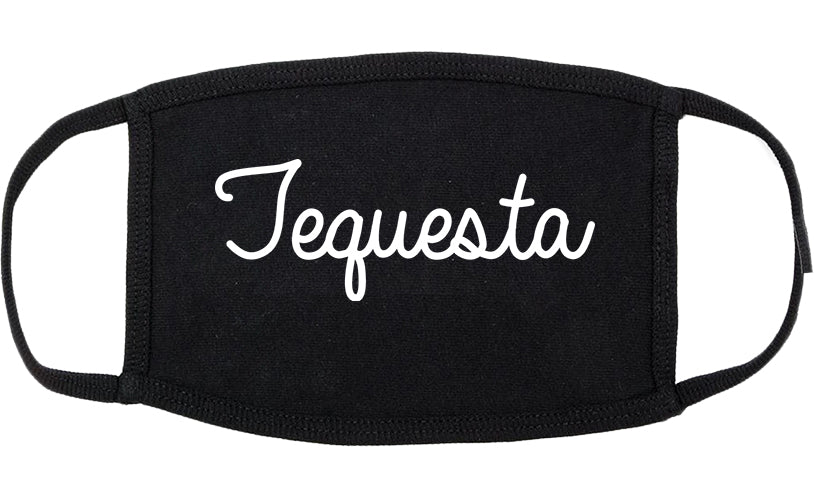 Tequesta Florida FL Script Cotton Face Mask Black