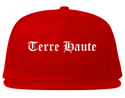 Terre Haute Indiana IN Old English Mens Snapback Hat Red