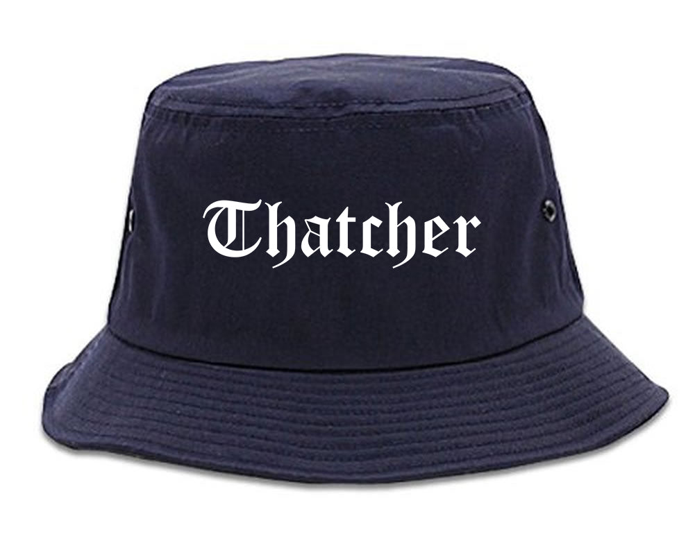 Thatcher Arizona AZ Old English Mens Bucket Hat Navy Blue