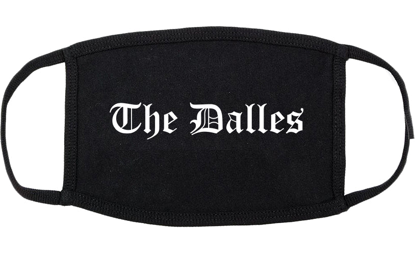 The Dalles Oregon OR Old English Cotton Face Mask Black