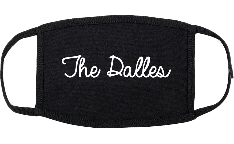The Dalles Oregon OR Script Cotton Face Mask Black