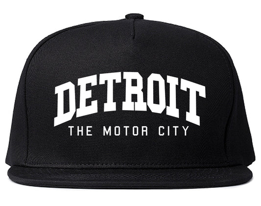 The Motor City Detroit Michigan Mens Snapback Hat Black