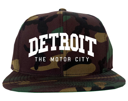 The Motor City Detroit Michigan Mens Snapback Hat Camo