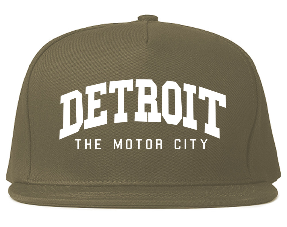 The Motor City Detroit Michigan Mens Snapback Hat Grey