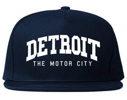 The Motor City Detroit Michigan Mens Snapback Hat Navy Blue