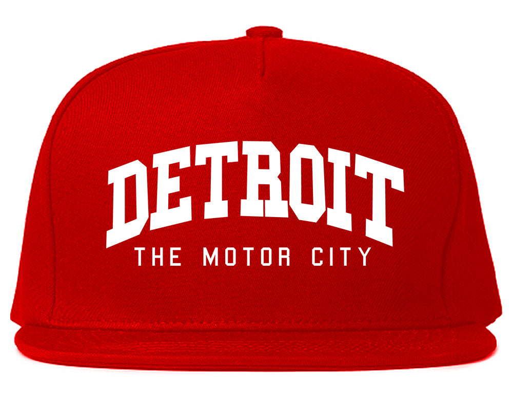 The Motor City Detroit Michigan Mens Snapback Hat Red