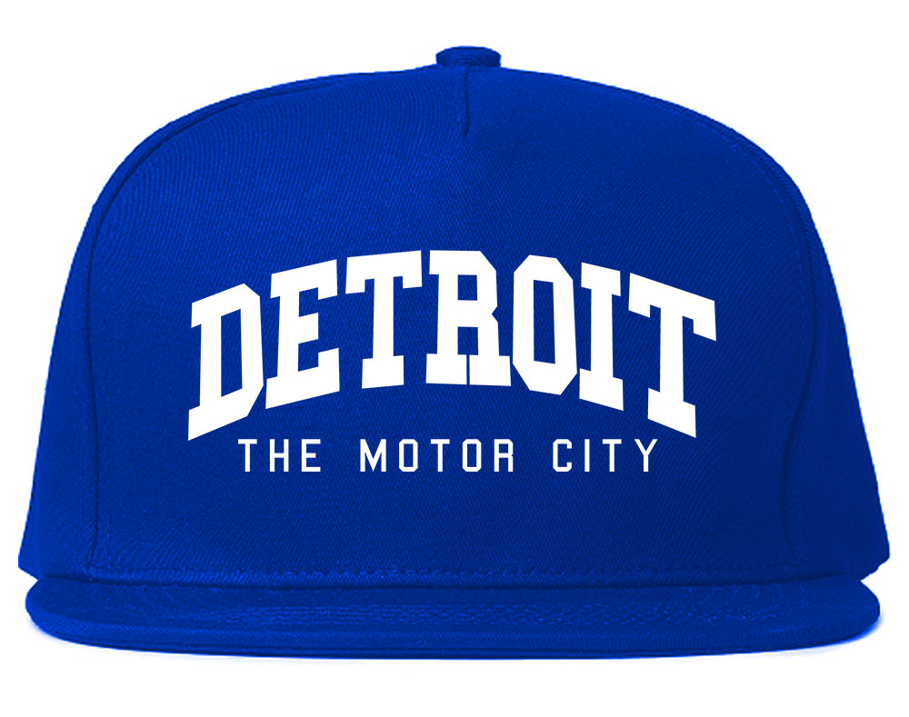 The Motor City Detroit Michigan Mens Snapback Hat Royal Blue