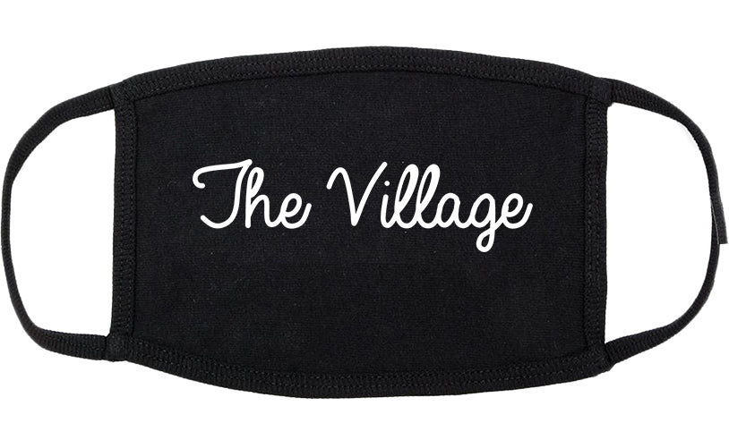 The Village Oklahoma OK Script Cotton Face Mask Black