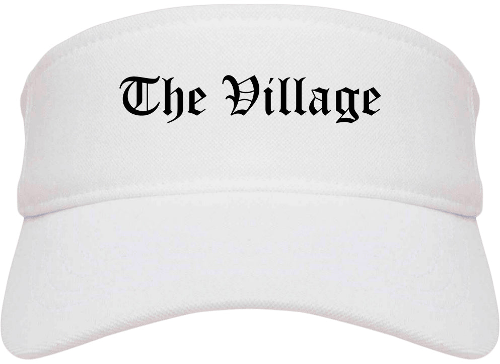 The Village Oklahoma OK Old English Mens Visor Cap Hat White