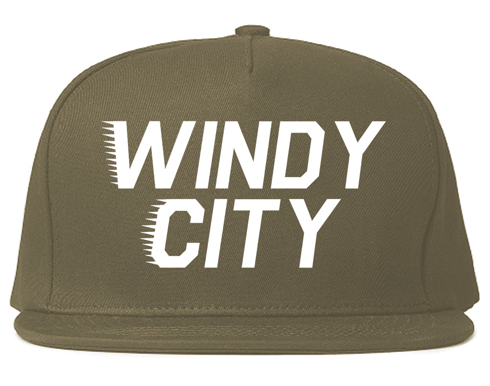 The Windy City Chicago Illinois Mens Snapback Hat Grey